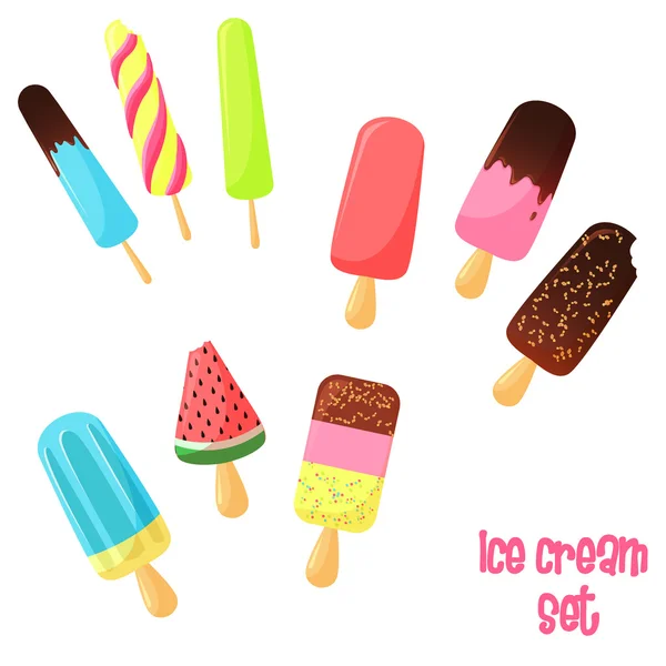 Conjunto de helado de dibujos animados vectoriales — Vector de stock