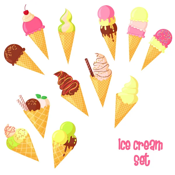 Conjunto de helado de dibujos animados vectoriales — Archivo Imágenes Vectoriales