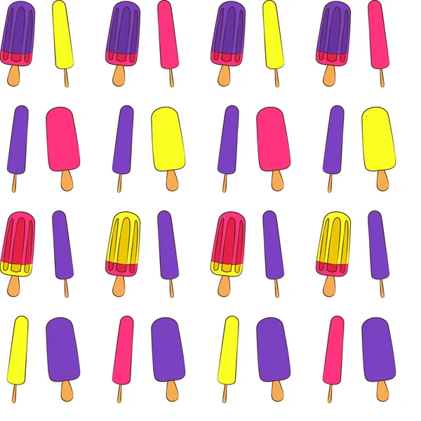 Vector colorido dibujos animados waffle helado patrón sin costuras — Vector de stock