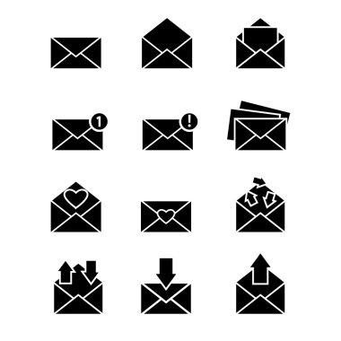 Vector simple designed message icons set clipart