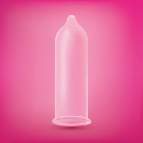 ピンクの背景の上にラテックス コンドーム. — ストックベクタ