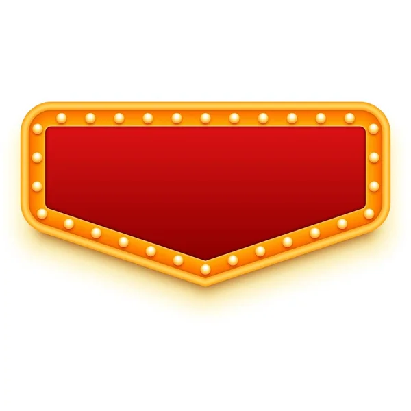 Casino Theater Bord Rood Goud Bord Met Gloeilampen Marquee Verlichting — Stockvector