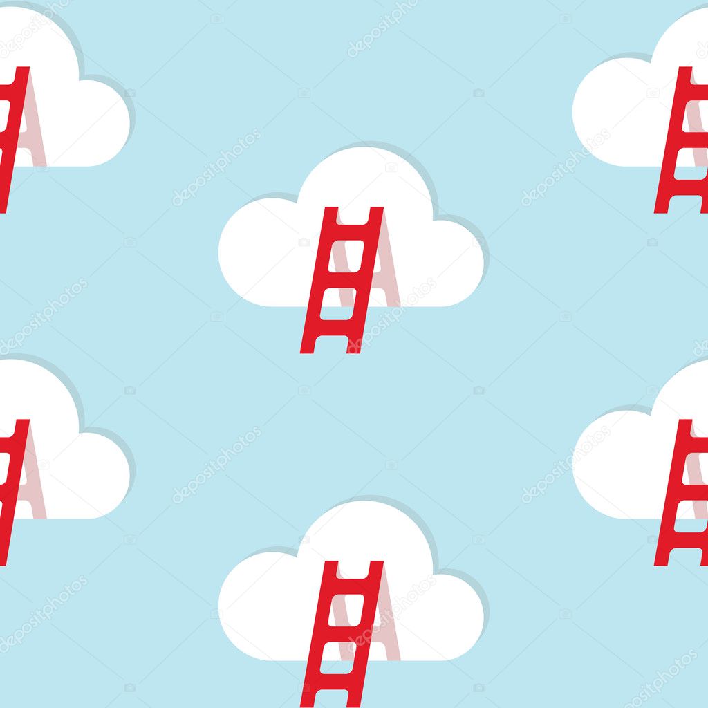 Seamless pattern - clouds with stairs