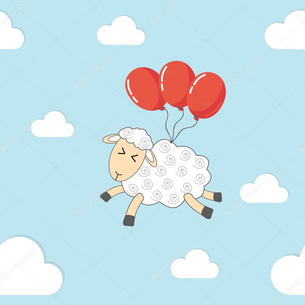 Seamless pattern - flying sheep.