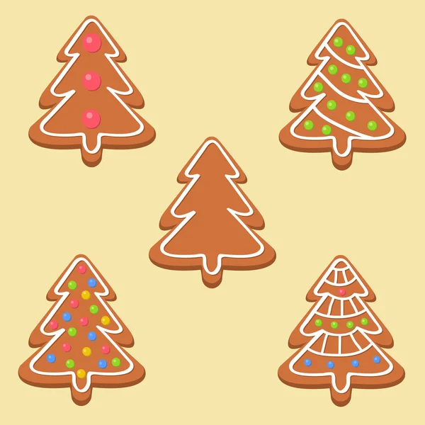 Рождественское печенье с различными украшениями — стоковый вектор