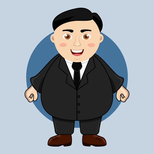 Hombre de negocios gordo o gerente sobre fondo azul — Archivo Imágenes Vectoriales