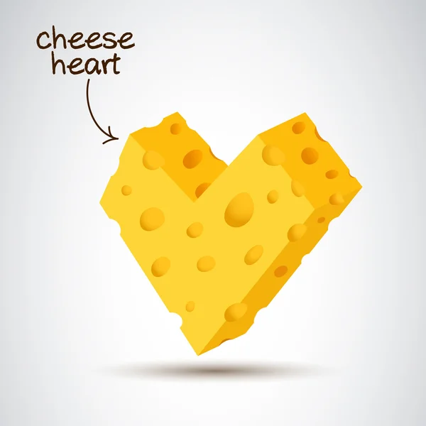 3D cheese heart — Stock Vector