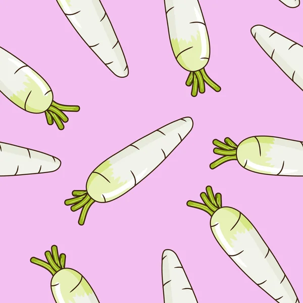 Seamless pattern with daikon (white radish) — Stock Vector