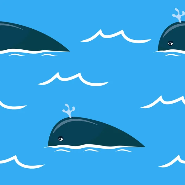 Motif sans couture avec les baleines — Image vectorielle