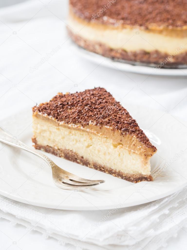 Slice of vegan millet cheesecake