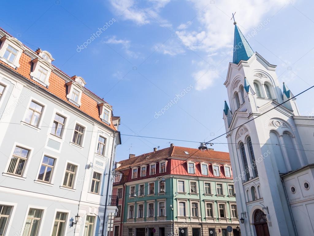 Street in the Old Town of Riga, Latvia.