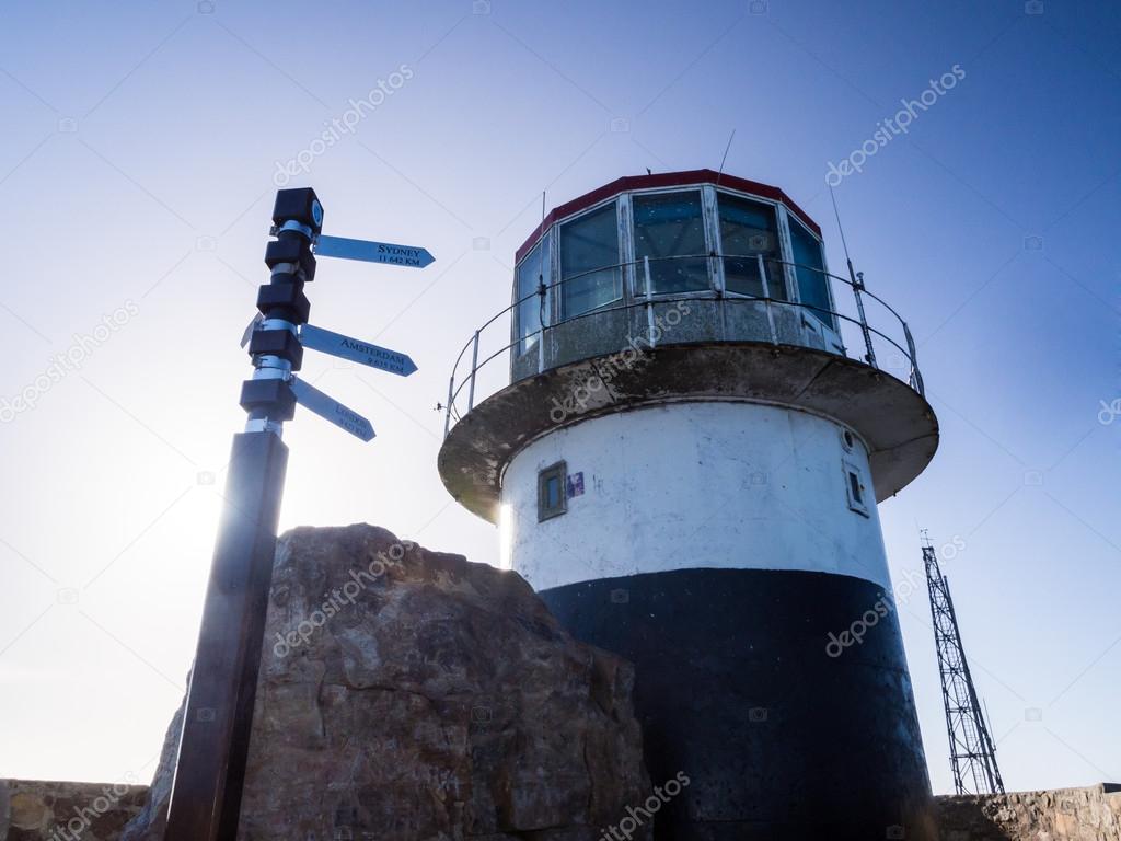 The old lighthouse at the top of Cape Point in South Africa.
