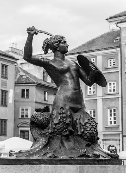 Sjöjungfrun skulptur, Warszawa — Stockfoto