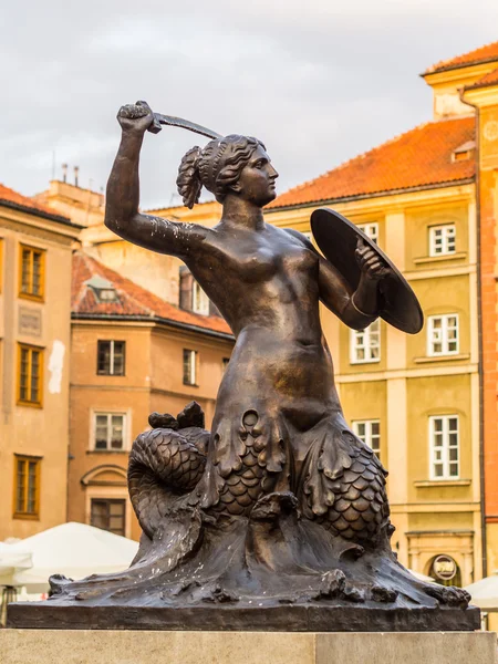 Sjöjungfrun skulpturen på torget — Stockfoto