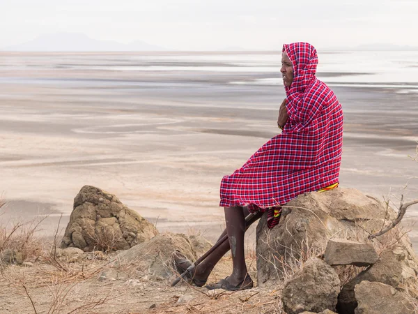 Bojovníka Masaje se opírá — Stock fotografie