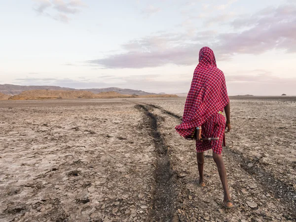 Masajowie Przewodnik wiodących turystów — Zdjęcie stockowe