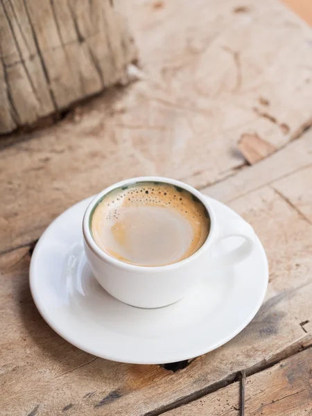 Double espresso in a white cup — Stock Photo, Image