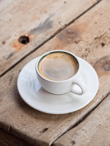 Double espresso in a white cup — Stock Photo, Image