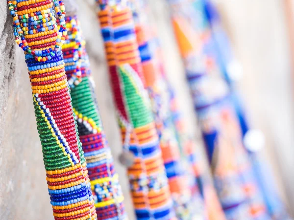 Maasai rungu decorated with beads — Stock Photo, Image