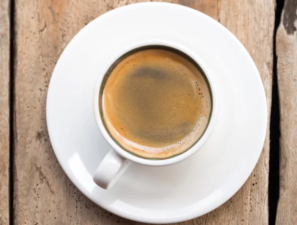 Double espresso in a white cup — Stock Photo, Image