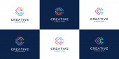 Sada kreativních počátečních písmen c barevně sbírka designu loga.