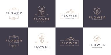 Zarif çiçek güzellik salonu, moda, cilt bakımı, kozmetik, yoga ve kaplıca ürünleri koleksiyonunu ayarla