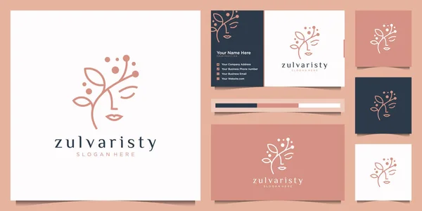 Mulheres Enfrentam Com Design Logotipo Flor Cartão Visita Logotipo Mulheres — Vetor de Stock