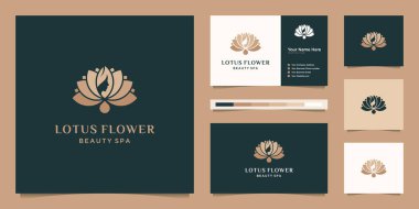 Feminine lotus flower and women face natural symbol for beauty salon, cosmetic, skin care, yoga, hair treatment, and spa. logo design and business card