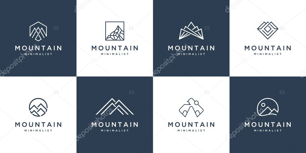 Set collection mountain logo design simple linear vector modern concept, financial, accounting, business, travel and other companies