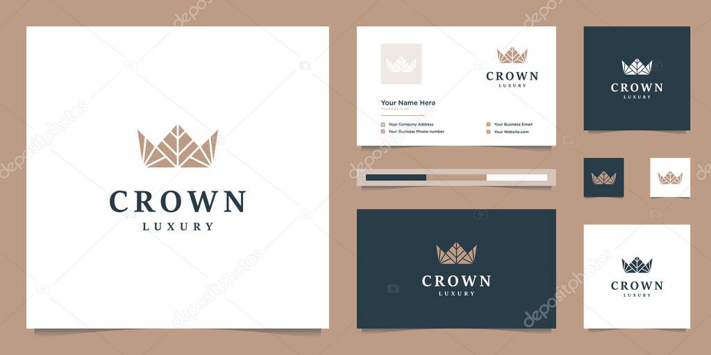 Elegant simple logo crown design, symbol for kingdom, king and leader.