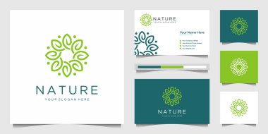 Zarif çiçek logosu tasarım sanatı. Güzellik salonları, dekorasyonlar, butikler, spalar, yoga, kozmetik ürünleri ve cilt bakım ürünleri için kullanılabilir. Premium kartvizit vektörü