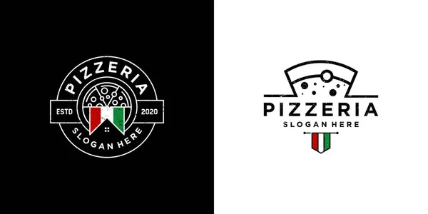 Logo Diseño Restaurante Pizza Italiano Símbolos Comida Bebida Restaurantes — Vector de stock