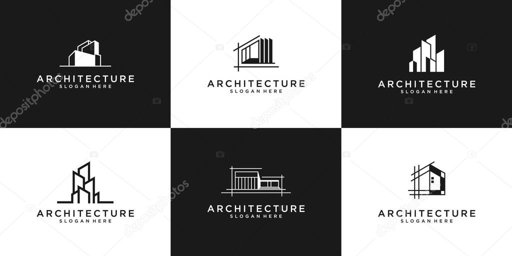 Collection of building architecture sets, real estate logo design symbols.