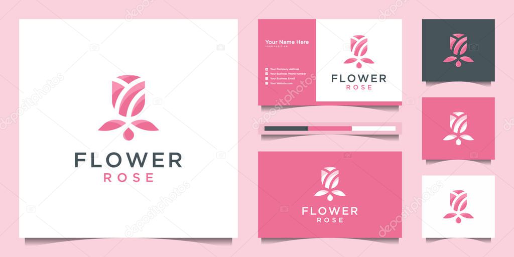 Rose flower logo design feminine. logos can be used for spa, beauty salon, decoration, boutique, cosmetics and business card Premium Vector