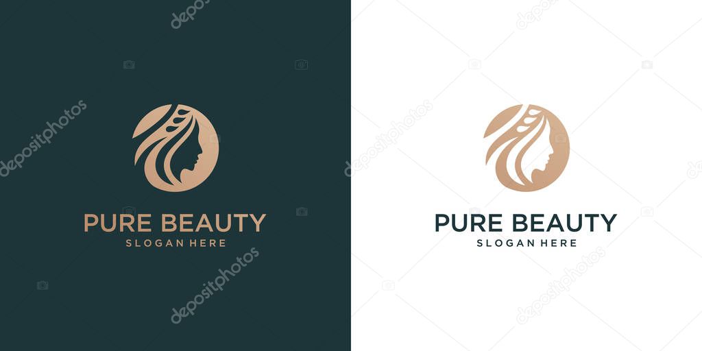 Beautiful woman face logo design