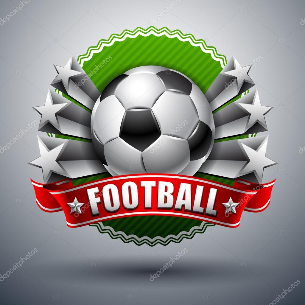 Soccer ball on a green background with stars