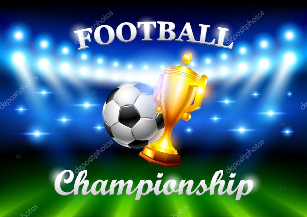 Football stadium with the ball and the cup