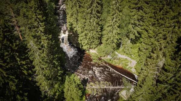 Wildlife River Flows Fast Descending Smoothly Stone Rapids Stone Coast — Stock Photo, Image