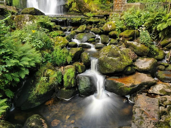 Triberg Cachoeiras Floresta Negra Dia Ensolarado — Fotografia de Stock