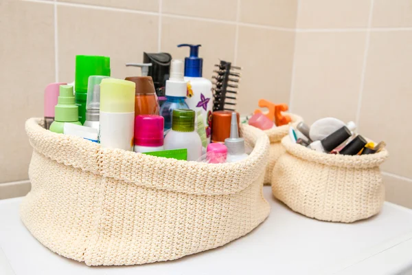 Two make up bag with cosmetics and brushes — Stock Photo, Image