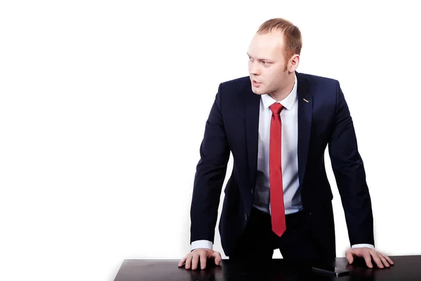 Homme d'affaires frustré par son travail. Isolé sur fond blanc — Photo