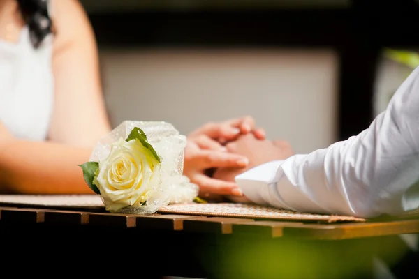 Couple Cafe Outdoors Relaxation Lifestyle Concept — Stock Photo, Image