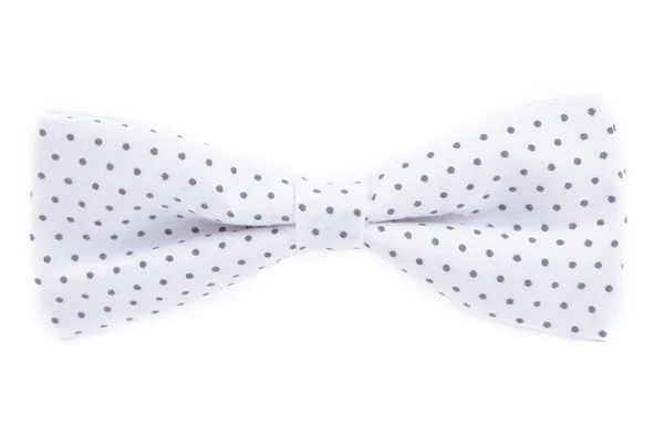 White bow tie with polka dots isolated on white background — Stock Photo, Image