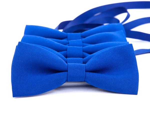 Laço azul gravata isolada no fundo branco — Fotografia de Stock