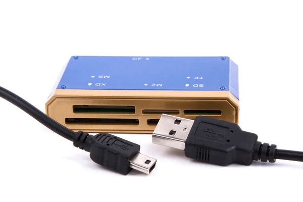 Externe usb cardreader et cabel USB isolé — Photo