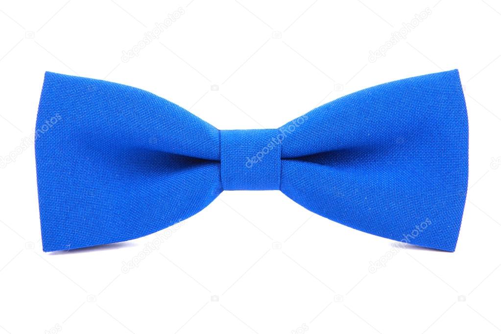Classic blue bow tie isolated on white background