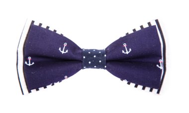 Mavi papyon izole bir beyaz arka plan üzerinde deniz bağlayıcılarını deseni ile