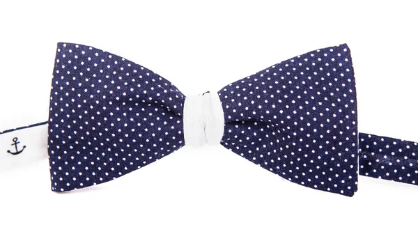 Blue bow tie with a pattern of marine anchors on an isolated white background — Stock Photo, Image