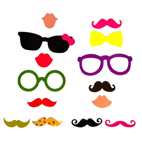 Photobooth Birthday and Party Set - glasses, hats, crowns, masks, lips, mustaches — Stock Photo, Image