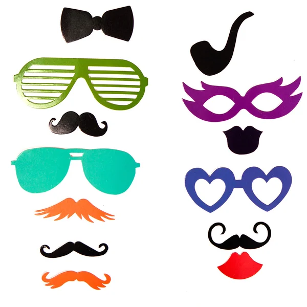 Photobooth Birthday and Party Set - glasses, hats, crowns, masks, lips, mustaches — Stock Photo, Image